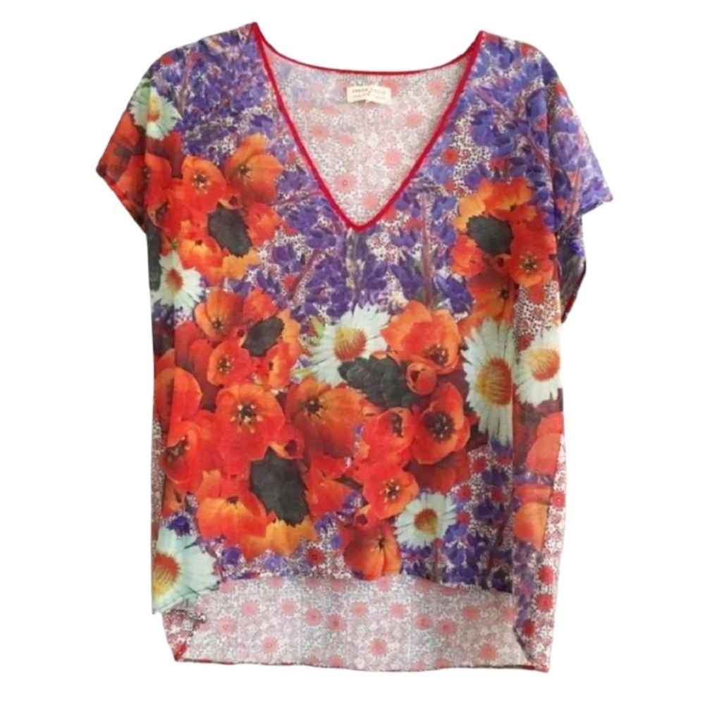 Anthropologie Flower Garden Oversized Top  XSmall / Small Gossamer Floral 2 4 6